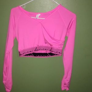 Cute Pink Dance Crop Top Long Sleeve